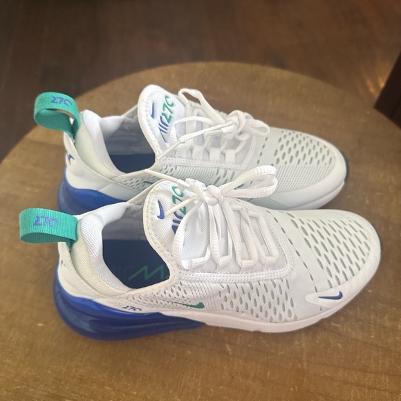 Nike Air Max 270 White with Blue and Green Accents - Picture 2 of 5
